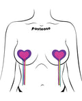 Not Regular Toys Pastease Hearts w/Fringe Rainbow Tassels - Neon Pink/Purple O/S - Image 3