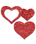 Pastease Pastease Glitter Peek a Boob Hearts - Red O/S