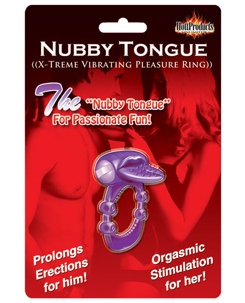 X-Treme Vibe Nubby Tongue X-Treme Vibrating Pleasure Ring - Purple