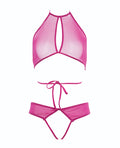 Allure Allure Marley Mesh Peek A Boo Top & Open Panty Hot Pink S/M - Image 4