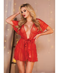 Allure Allure Leah Lace & Mesh Open Side Cover Up Red O/S