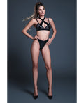 Allure Allure Temptation Latex Look Vinyl and Mesh Harness Bra & Panty - Black MD - Image 2