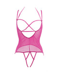 Allure Allure Angelina Sheer Mesh Under Bust Teddy Hot Pink S/M - Image 4