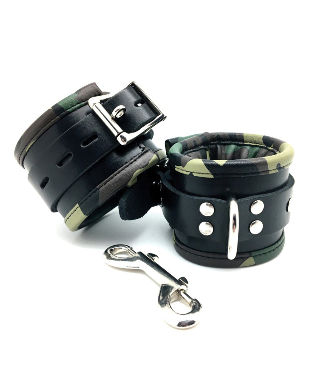 Sensual Sin Sensual Sin Leather Padded Ankle Cuffs - Camo Piping