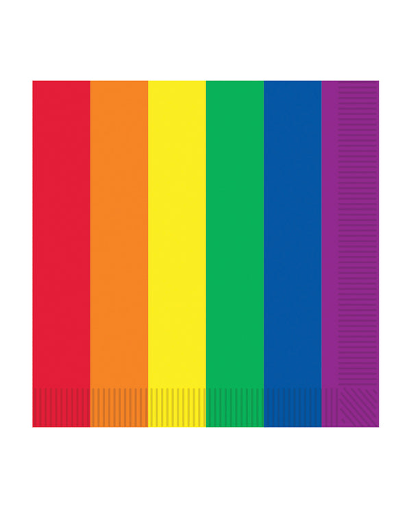 Beistle Pride Luncheon Napkins - Rainbow Pack of 16