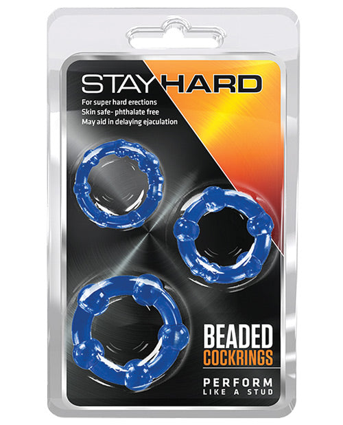Stay Hard Blush Stay Hard Beaded Cock Rings 3 Pack - Blue