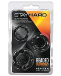 Stay Hard Blush Stay Hard Beaded Cock Rings 3 Pack - Black