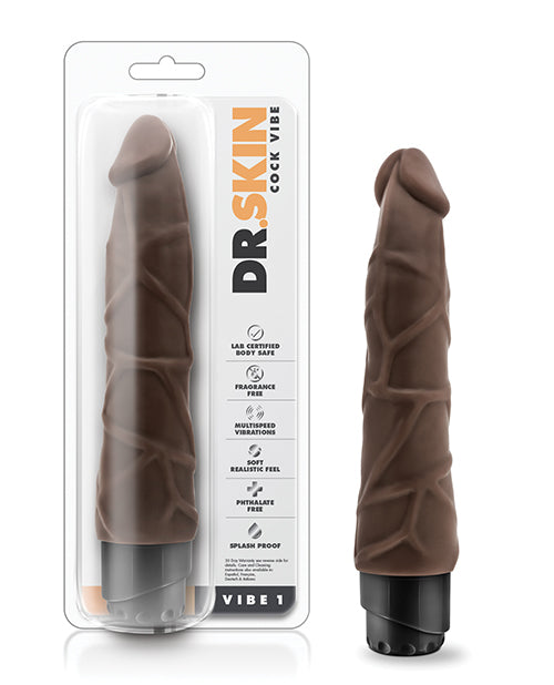 Dr. Skin Blush Dr. Skin Cock Vibe 9" Vibrating Cock - Chocolate