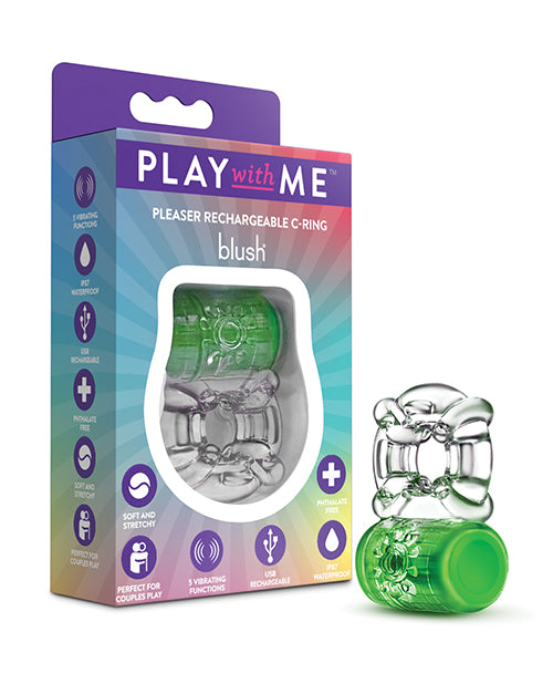 Play With Me Blush Play With Me - Pleaser Rechargeable C-Ring - Neon Green