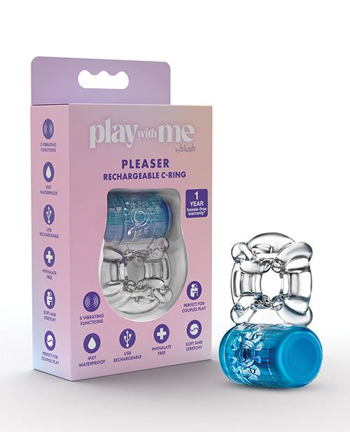 Play With Me Blush Play With Me Pleaser Rechargeable C Ring - Blue