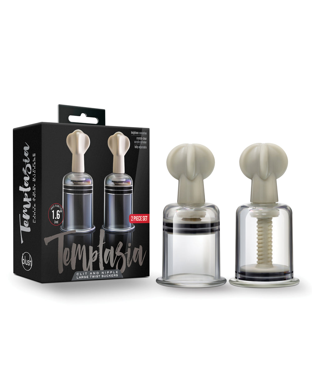 Temptasia Blush Temptasia Clit & Nipple Large Twist Suckers - Clear Set of 2