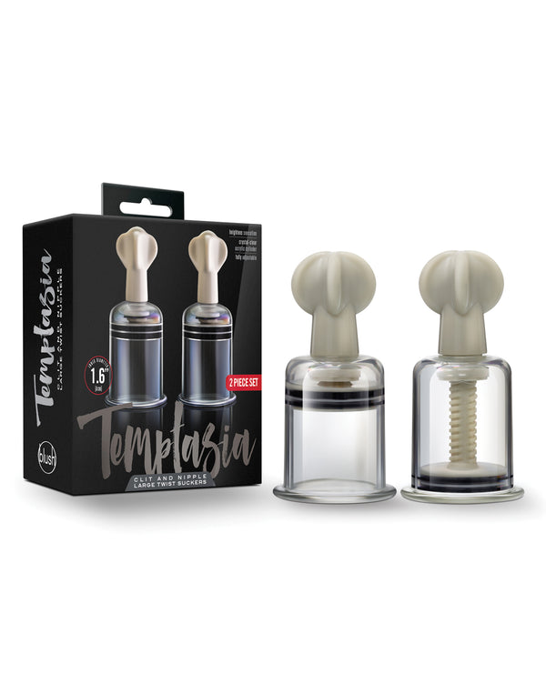Temptasia Blush Temptasia Clit & Nipple Large Twist Suckers - Clear Set of 2