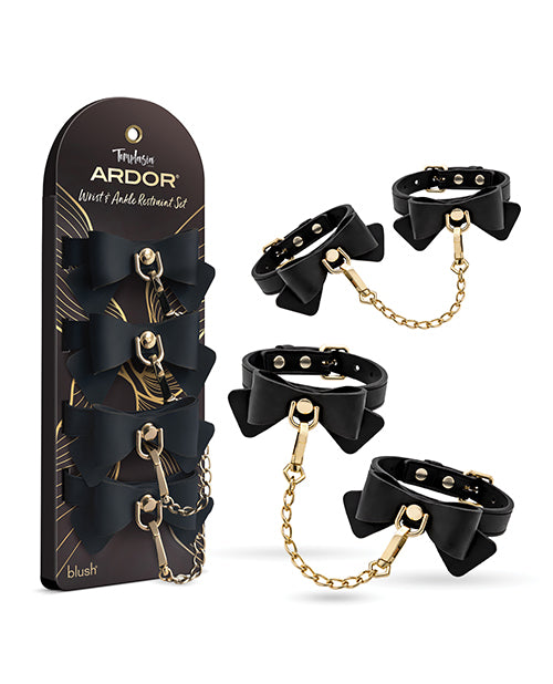Not Regular Toys Blush Temptasia Ardor Wrist & Ankle Restraints w/Bow - Black
