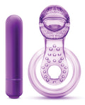 Play With Me Blush Play With Me Lick it Vibrating Double Strap Cockring - Purple - Image 4
