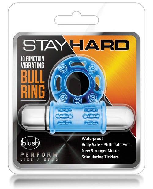 Stay Hard Blush Stay Hard Mega Vibrating Bull Ring - Blue