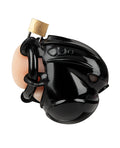 Blue Line Full Restraint Silicone Cock & Balls Chastity Device - 100% Coverage Black - Image 3