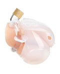 Blue Line Full Restraint Silicone Cock & Balls Chastity Device - 100% Coverage White - Image 3