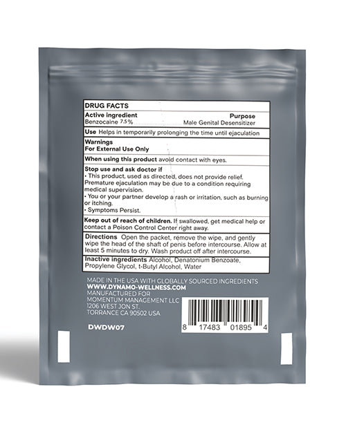 Not Regular Toys Dynamo Wellness Maximum Strength Delay Wipe 7.5% - 6 Pack