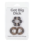 Power Bullet Got Big Dick 2 Pack Cock Rings - Black