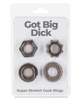 Power Bullet Got Big Dick 4 Pack Cock Rings - Black - Image 3