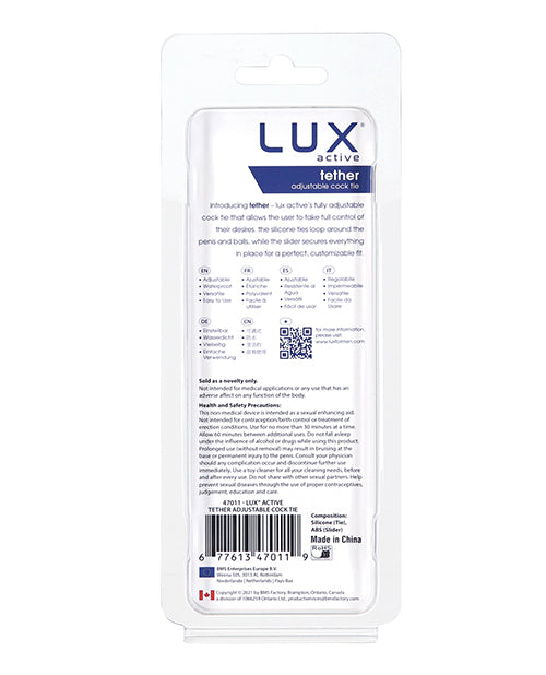 Lux Active Lux Active Tether Adjustable Cock Tie - Black