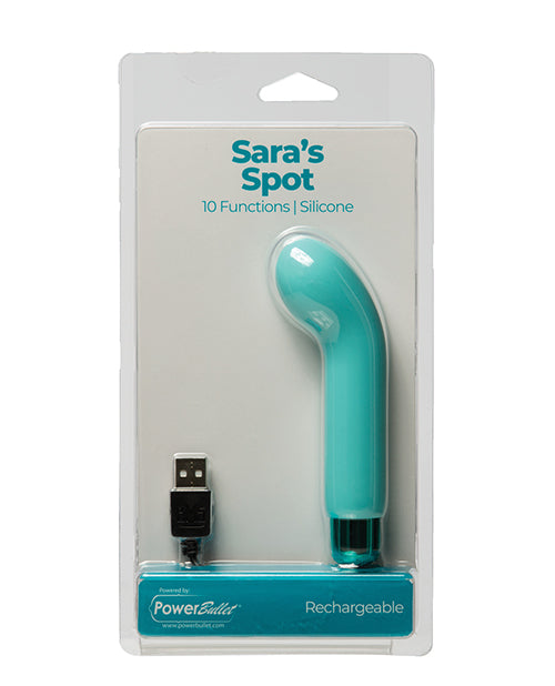 Power Bullet Sara's Spot Rechargeable Bullet w/G Spot Sleeve - 10 Functions Teal