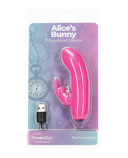 Power Bullet Alice's Bunny Rechargeable Bullet w/Rabbit Sleeve - 10 Functions Pink