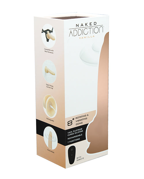 Naked Addiction Naked Addiction 8" Rotating & Vibrating Dong - Flesh