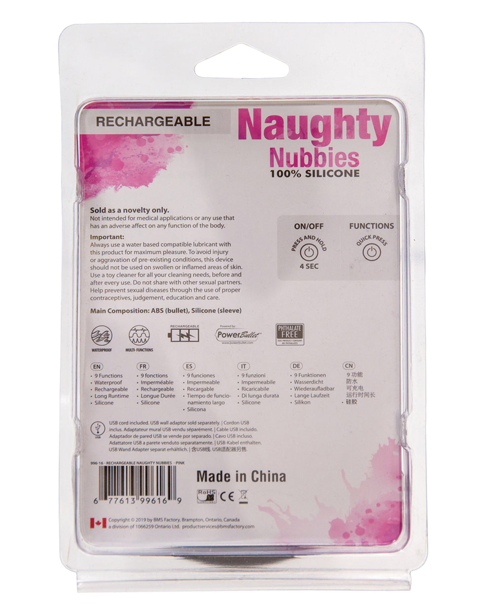 Naughty Nubbies Naughty Nubbies Rechargeable - Pink