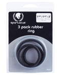 Spartacus Spartacus Rubber Cock Ring Set - Black Pack of 3