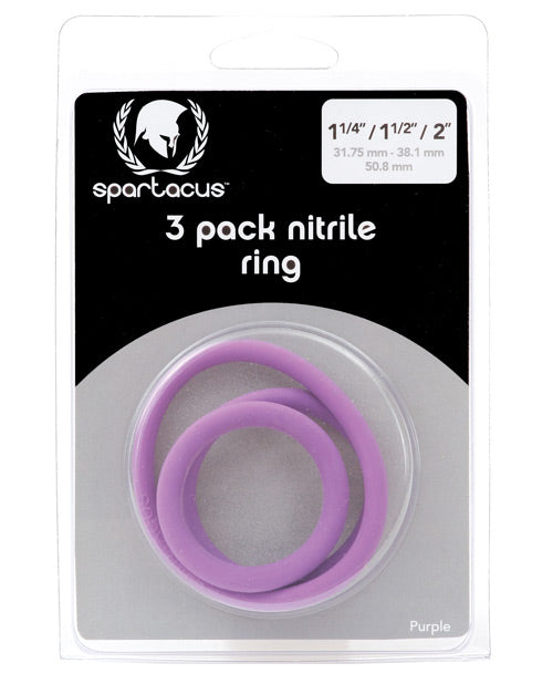 Spartacus Spartacus Nitrile Cock Ring Set - Purple Pack of 3