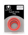 Spartacus Spartacus Nitrile Cock Ring Set - Red Pack of 3