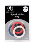 Spartacus Spartacus 1.25" Nitrile Cock Ring Set - Asst. Colors Pack of 5