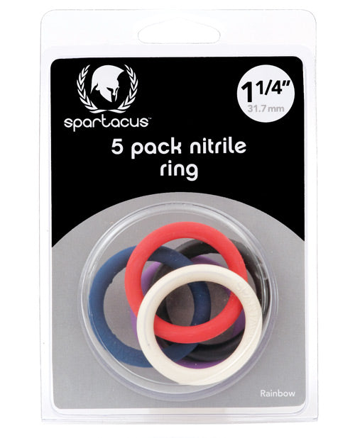 Spartacus Spartacus 1.25" Nitrile Cock Ring Set - Asst. Colors Pack of 5