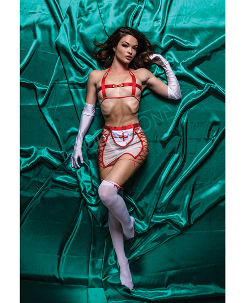Role Play Role Play Naughty Nurse 5 pc Set Red/White S/M