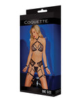 Coquette Black Label Black Label Strappy Detail Halter Top, Crotchless Panty, Garters & Restraints Black O/S - Image 5