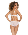 Coquette Stretch Mesh Ruffled Crotchless Teddy White MD