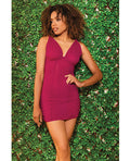 Coquette Sheer Mesh Ruched Side Chemise & G-String Raspberry SM - Image 4