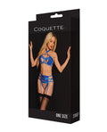 Coquette Black Label Black Label Underwire Bra w/Choker, Garterbelt & G-String Blue O/S - Image 5
