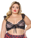 Coquette Scallop Stretch Lace Soft Cup Bralette - Black QN