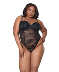 Coquette Lace Teddy w/Padded Underwire Cups & Removable Neck Accent - Black 1X/2X - Image 2