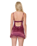 Coquette Scallop Lace Trimmed Stretch Satin Chemise w/Underwire Cups - Mauve Plum MD - Image 4