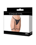 Coquette Lace Thong w/Garters and Bow Detail - Black SM - Image 3