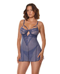 Coquette Twilight Fever Lace & Mesh Babydoll w/G-String - Navy LG