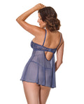Coquette Twilight Fever Lace & Mesh Babydoll w/G-String - Navy XL