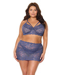 Coquette Twilight Fever Lace Bra & Skirt - Navy 1X/2X