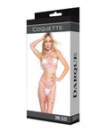 Darque Darque PVC Harness Open Cup Halter Top & Garter Leg Bands Pink OS - Image 5