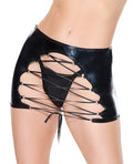 Darque Darque Wet Look Reversible Lace Up Skirt - Black MD