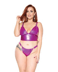Darque Darque PVC Bralette & G-String - Purple QN
