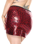 Darque Darque Metallic Wet Look Skirt - Red/Black 1X/2X - Image 2